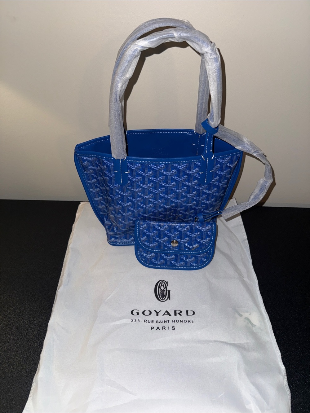 Royal Blue Mini reversible Anjou Tote with Matching Pouch
